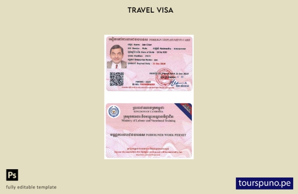 Plantilla de permiso de trabajo para Camboya lista para imprimir